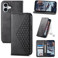 Funda Flip Foxdock Para Iphone 16 Pro , Estilo Billetera Con Diseño Rombo, Correa De Mano Y Soporte, Uso Diario