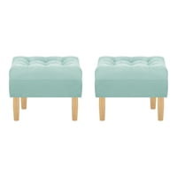Bodevir - Set Pouf Wood 1C Felpa 05 Verde Agua
