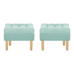 Bodevir - Set Pouf Wood 1C Felpa 05 Verde Agua