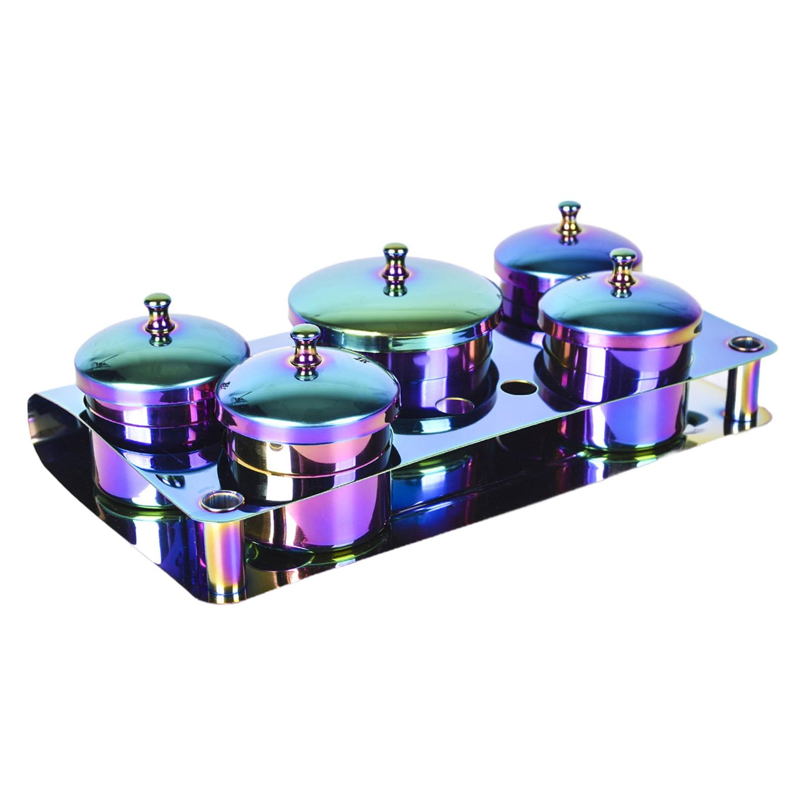 Magideal - 5 Piezas De Plato Para Dardos De Uñas Con Tapas, Soporte Profesional Para Dardos De Polvo Acrílico Líquido Para Salón De Uñas Acrílicas En Polvo Vistoso