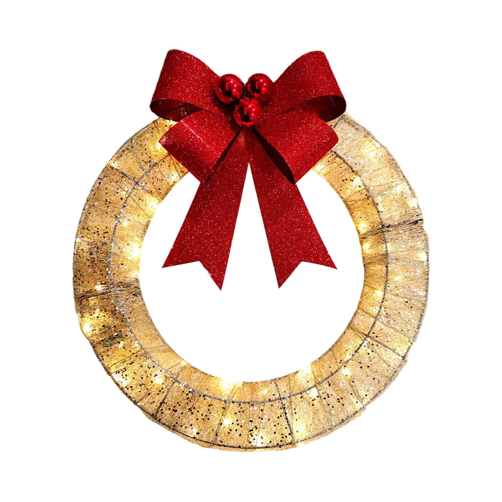 Bothyi - Guirnalda Navideña Decoración De Pared Coronas De Flores Rústicas Para Hotel Exterior Festival Dorado 30cm