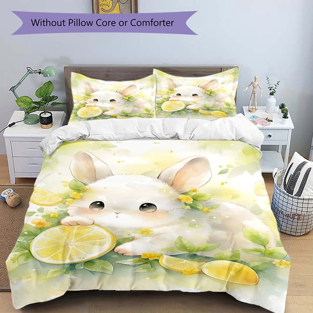 Set of 3 Lemon-Themed Bedding Items for Small Animals Featuring 1 Quilt Cover And 2 Pillow Shams Filling Not Included Soft And Cozy Fabric for Your Home Bedroom