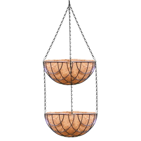 Magideal - Macetas Colgantes De Fibra De Coco, Macetas De 2 Capas Para Interiores Y Exteriores, Cadena De Metal Duradera Para Producción De Viveros De Jardín, , Maceta 21X95Cm