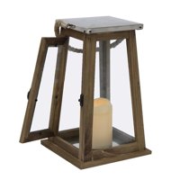 Vgo - Fanal Madera Con Vela Led Fn1829 Unc