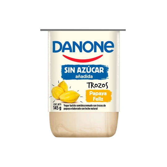 Yogurt Sin Azúcar Añadida Con Trozos De Papaya 145 g Danone