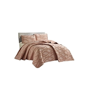 Teng Fei - Quilt Verano Diseño Geometrico Tufting King Superking Rosado