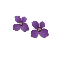 Prusia - Aros Pendientes Diseño Flor Color Morado