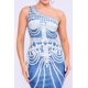 thumbnail image 4 of Vestido De Punto Elástico Sin Tirantes Con Cuello De Un Solo Hombro Y Estampado De Mezclilla Color Índigo (para Mujer), 4 of 5