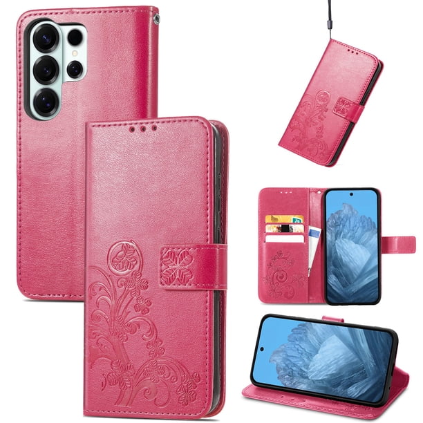 Funda Sintética FOXDOCK para Samsung Galaxy S26 Ultra | Función de Billetera y Soporte | Ultratección Completa-rojo