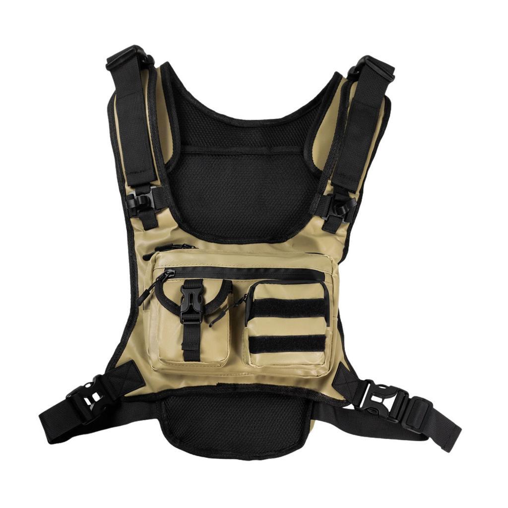 Magideal - Bolsillo En El Pecho, Chaleco Con Arnés, Liberación Rápida, Almacenamiento Seguro, Soporte Para Teléfono, Bolsillo En El Pecho Para Ciclismo, Equitaci Caqui