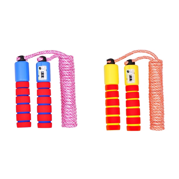 Cuerdas de saltar para niños, cuerda de saltar suave y ajustable, equipo de fitness para niños con asas de espuma.