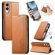 thumbnail image 3 of Funda tipo cartera para Samsung Galaxy S25 Edge de piel con cierre magnético, ranuras para tarjetas y correa para la muñeca Marrón, 3 of 6