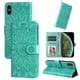 thumbnail image 1 of Funda tipo cartera FOXDOCK para iPhone XR , diseño girasol en relieve, cuero PU, cierre magnético, soporte y tarjetero, 1 of 5