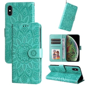 Funda Tipo Cartera Foxdock Para Iphone Xr , Diseño Girasol En Relieve, Cuero Pu, Cierre Magnético, Soporte Y Tarjetero