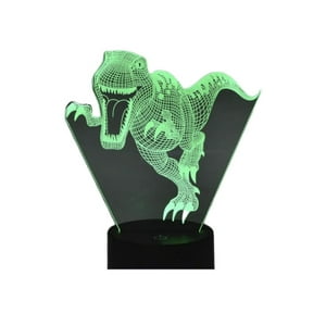Lelumania - Lampara Ilusion 3D Dinosaurio 7 Colores, Base Touch