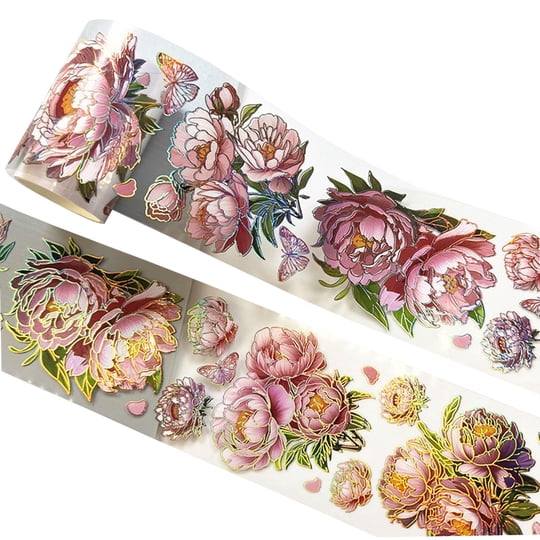 Fiocias - Etiqueta Adhesiva Decorativa Para Decoración De Cinta Washi Para Mascotas, Papel De Regalo, Suministros Para Álbumes De Recortes, Libros, Peonía Roja