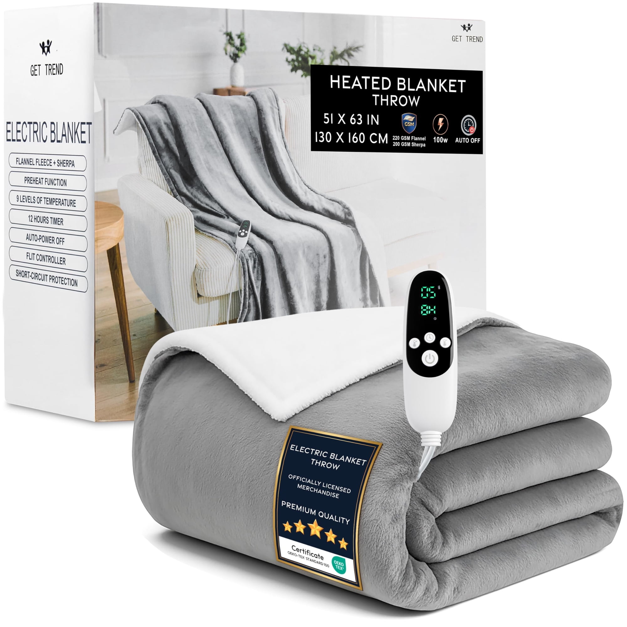 Manta Eléctrica Con Calefacción Get Trend, Lujosa Manta Polar