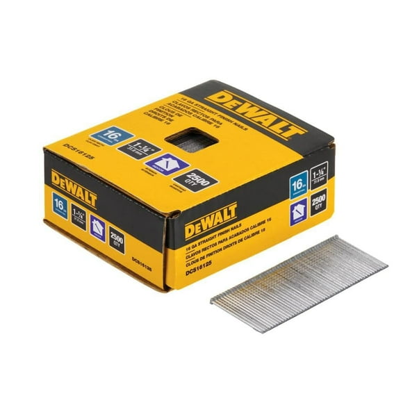 Finish Nails DEWALT DCS16125 16GA, 1-1/4 pulgadas, paquete de 2000