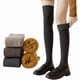 thumbnail image 2 of Xiao Hua Calcetas hasta la Rodilla, 1 Par de Calcetas de Muslo para Mujer Color Marrón Oscuro Talla Única, Medias Acanaladas Gruesas y Cálidas, Cubiertas Cálidas para Piernas, Adecuadas para Botas, 2 of 2