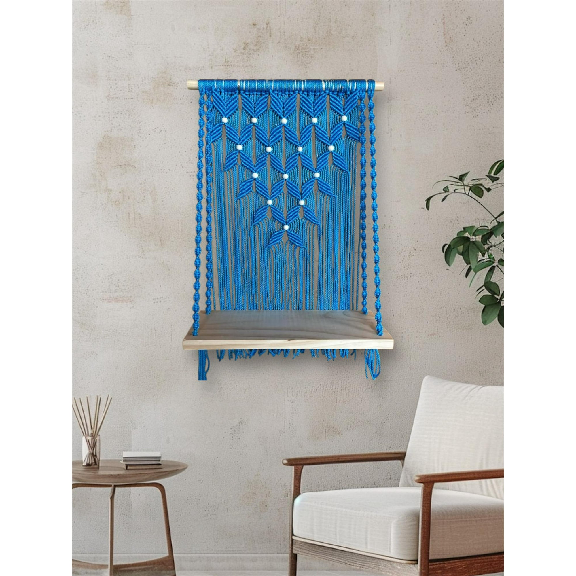 Quípu - Repisa Colgante De Macramé