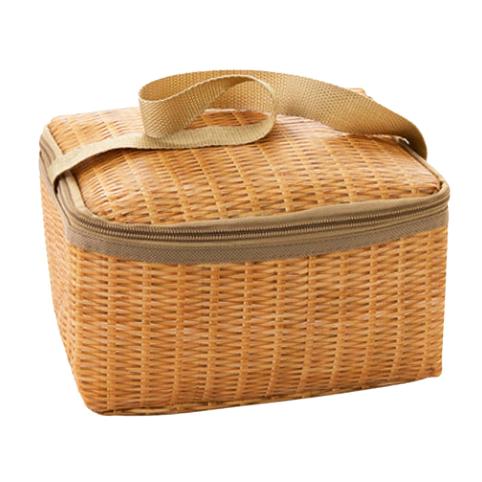 Magideal - Bolsa Térmica, Bolsa De Picnic Al Fácil De Llevar Bolsa De Almuerzo De Mimbre De Imitación Impermeable Térmica Para El Trabajo Camping