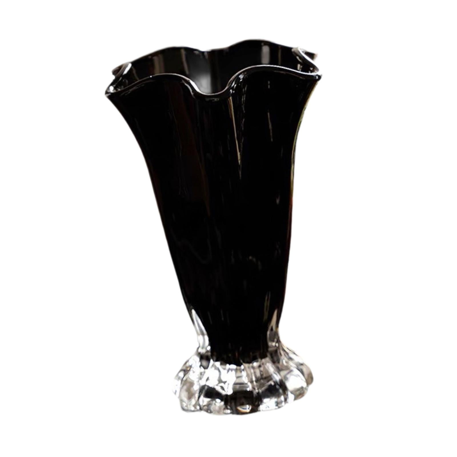 Bothyi - Jarrón De Vidrio Con Pétalos, Contenedor Portátil Para Plantas Y Flores, Para Decoración De Cafeterías Y Comedores, Color Negro