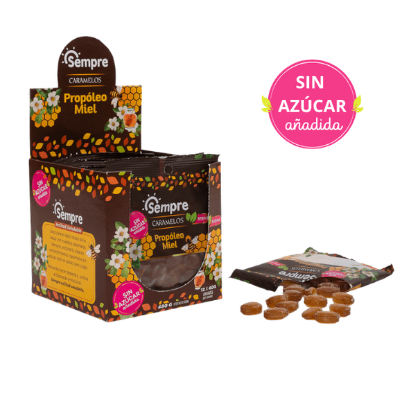 Sin azúcar Caramelos Propóleo Miel 12 x 40g
