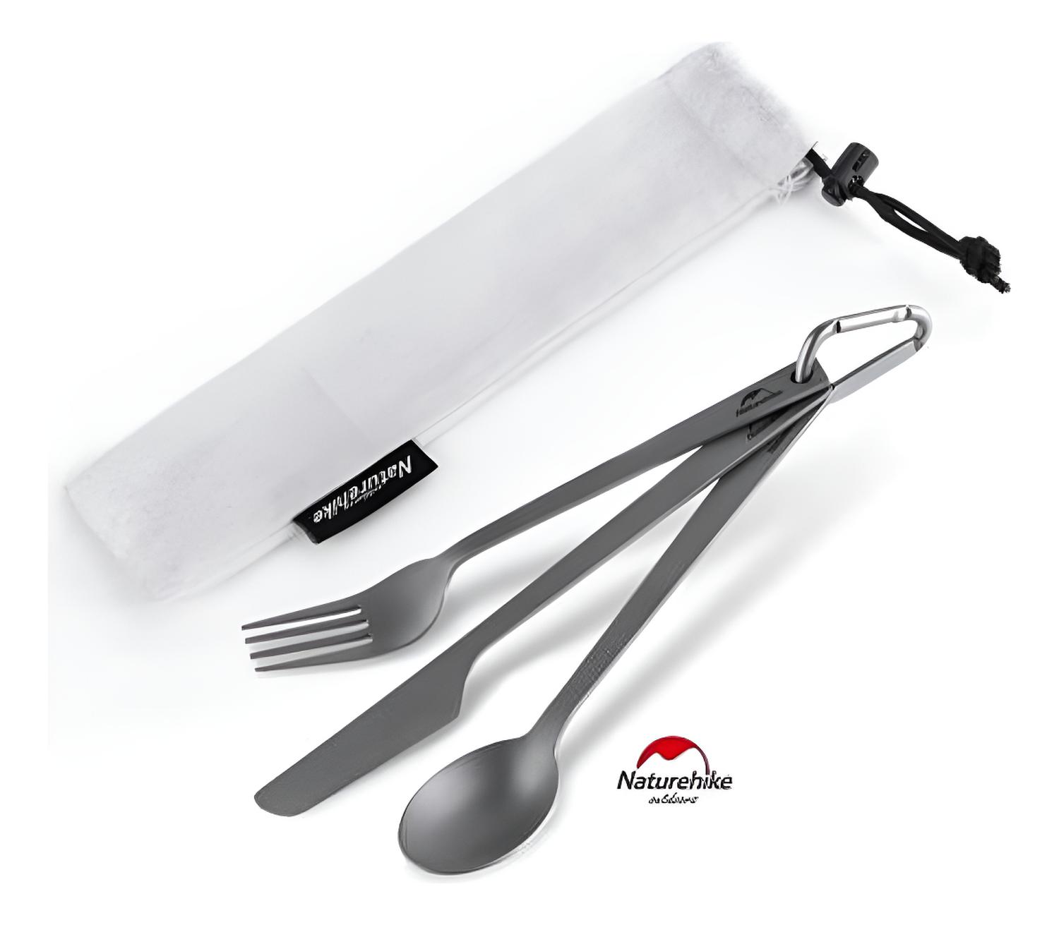 Set Cubiertos Titanio Naturehike Ultraliviano Para Camping