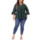 thumbnail image 4 of GRACIA Y GRANDEZA Disfraces de Halloween Blusas de Mujer Tallas Grandes Tops de Escuela Universitaria Lunares Cuello en V Mangas 3/4 Dobladillo Peplum Babydoll Blusas 2X Verde Oscuro, 4 of 8