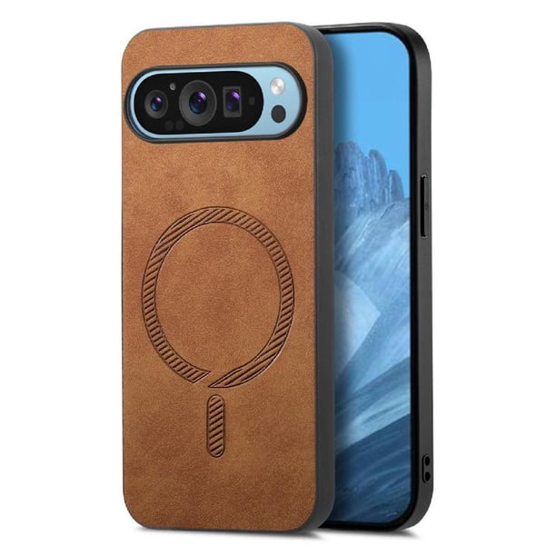 Magnetic Slim Case for Google Pixel 9 Pro XL with Camera Guard & Anti-Scratch Back Brown