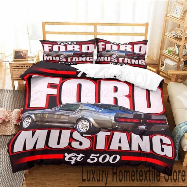 Mustang Ford Car Logo Bedding Set Duvet Cover Comforter Pillowcase Boys Girls Adults Bedroom Bed Sheets