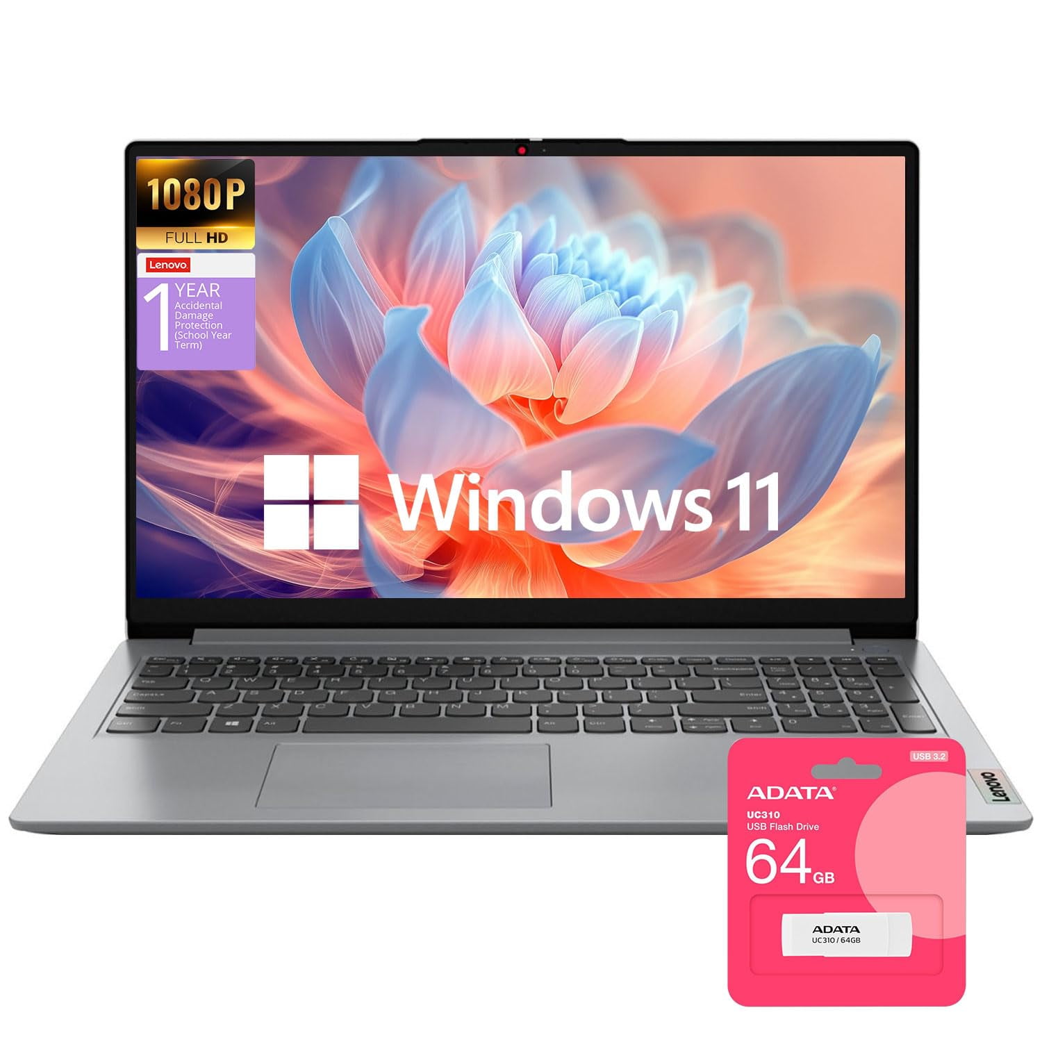 Ordenador Portátil Lenovo De 15,6 Pulgadas Con Office 365 Para La Web, 8 Gb De Ram, 256 Gb De Ssd Y