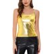 thumbnail image 1 of INSPIRE CHIC Top de Cami Metálico Ajustado Sin Mangas Holográfico Brillante de Fiesta de Navidad para Mujer L Oro, 1 of 7