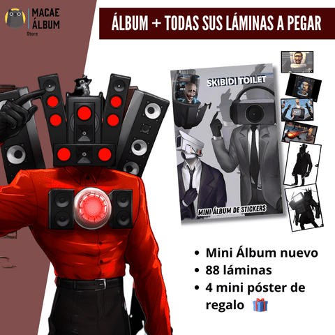Macae - Mini Álbum Skibidi Toilet + Todas Sus Láminas A Pegar