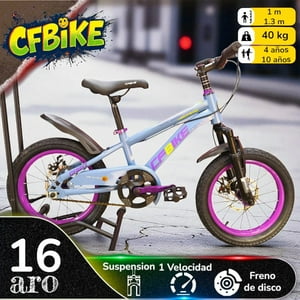 Vipnetwork - Bicicleta Aro 16 Cfbike Cfeng Con Freno Disco Gris Log Lila
