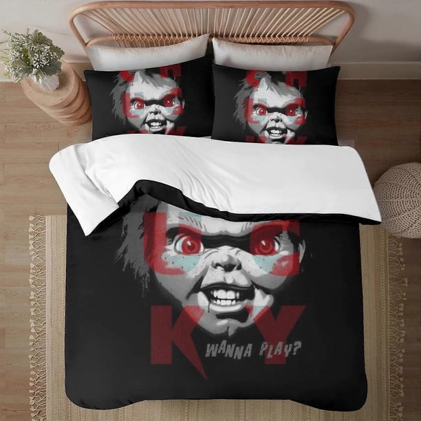 Halloween Chucky Soft3D Printed Duvet Cover Bedding Set with Comforter Cover3 Piece Set Includes Pillowcases and Cover Mhine