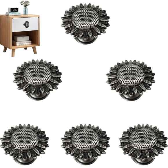 Perillas para gabinete RR-RUOSHUI girasol de aleación de zinc, 6 piezas