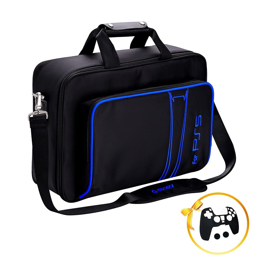 Genérico - Bolsa De Almacenamiento, Funda De Transporte Compatible Con Ps5 Disc Y Digital Edition, Bolsa De Viaje Para El Mando, Protector De Piel Con Funda De Silicona Incluida-azul