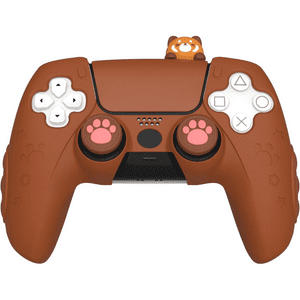 Genérico - Funda De Silicona Para El Mando De Ps5, Funda Protectora Suave Y Antideslizante, Funda De Silicona Con Pegatinas Para El Panel Táctil/Tapas De Agarre Para El Pulgar-Marrón
