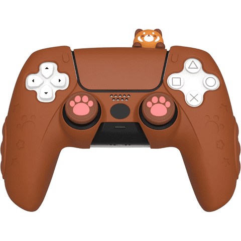 Genérico - Funda De Silicona Para El Mando De Ps5, Funda Protectora Suave Y Antideslizante, Funda De Silicona Con Pegatinas Para El Panel Táctil/Tapas De Agarre Para El Pulgar-Marrón