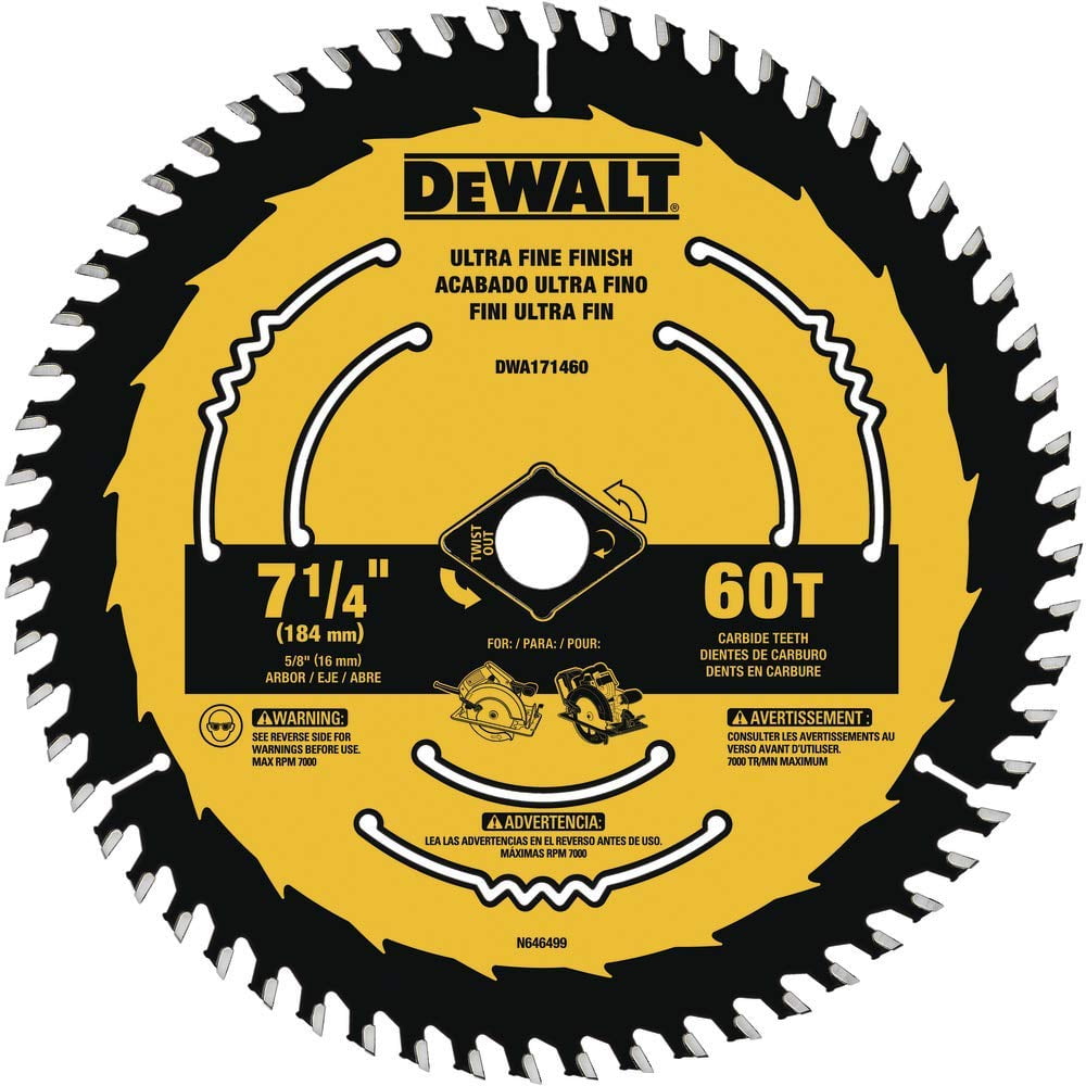 Hoja De Sierra Circular Dewalt Dwa171460b10 Para Cortar Madera, 7.25 Pulgadas, 60 T
