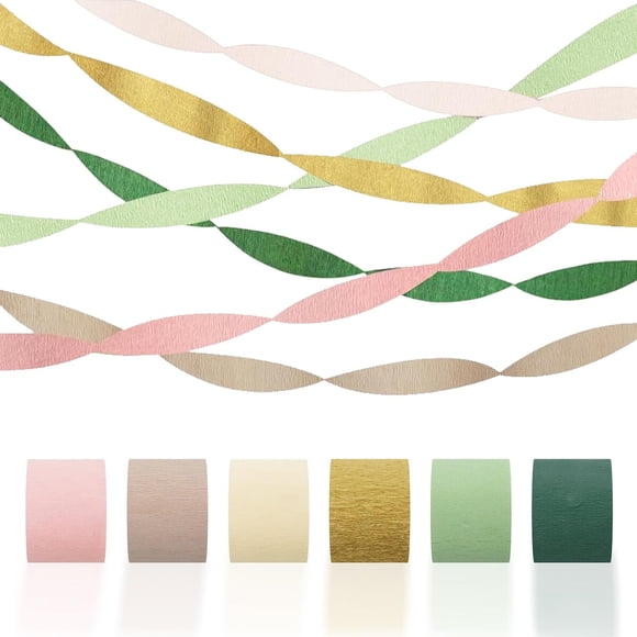 Crepe Paper Streamers Party Decorations, 6 Rollos, Verde Pasto