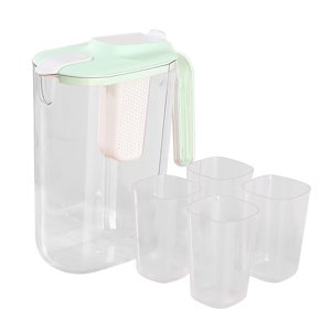 Bothyi - Jarra Hermética Transparente Para Bebidas Con 4 Tazas, Jarra De Té Helado Para Té, Café, Verde