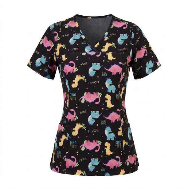 Delantal Mujer Ripholia 2516 tela elasticada estampada Dinosaurios