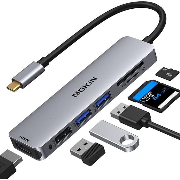 Hub USB-C MOKiN 6 en 1 HDMI 4K a 60 Hz para MacBook Pro