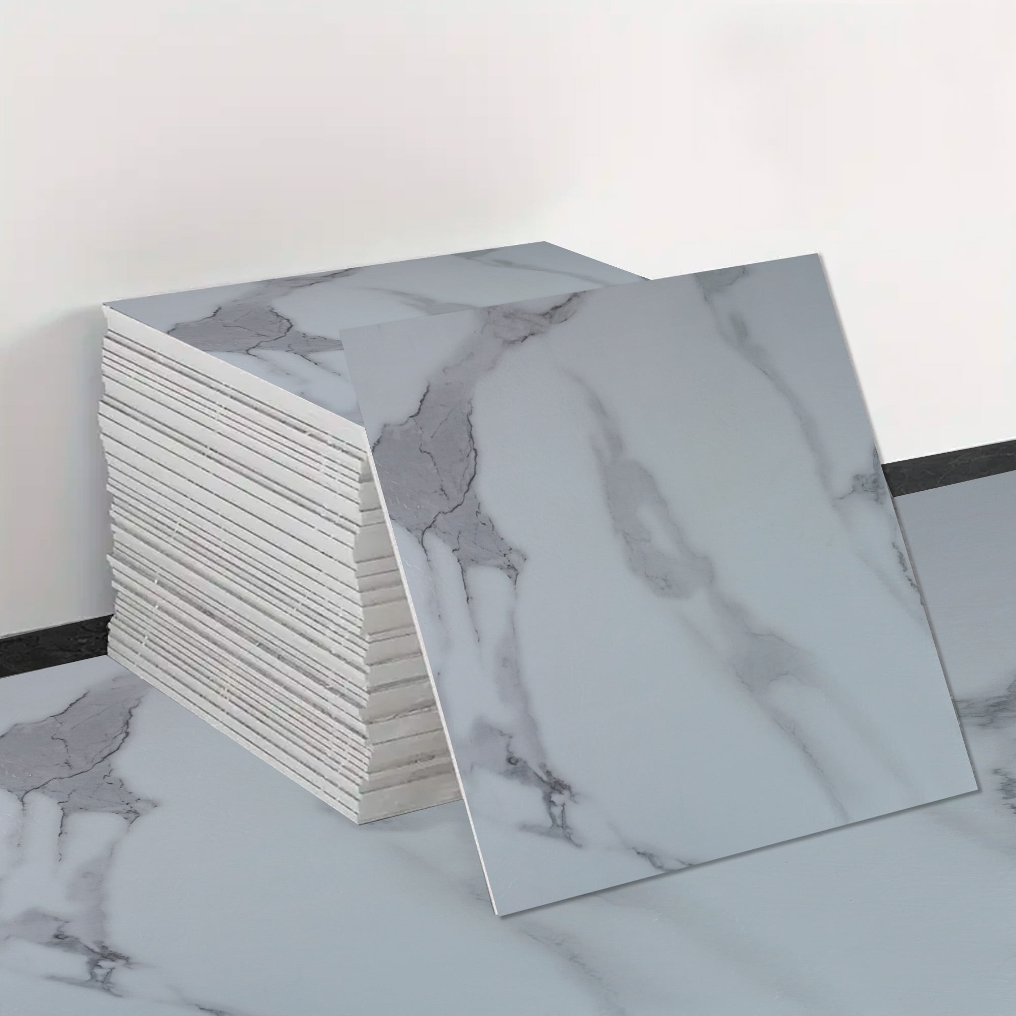 Joytek - Piso Vinílico Autoadhesivo Blanco Calata 1 Unidad De 60x60 Cm - 15 Mm