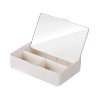 Ioensy - Estuche Organizador De Maquillaje Con Espejo, Caja De Almacenamiento De Cosméticos Para Tocador De Escritorio De Dormitorio