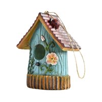 Magideal - Caja De Pájaros Colgantes Caja De Anidación Al Aire Libre Resina Decoración De Jardín De Cabaña Decoración De Pájaros Decorativos Para El Patio Backya Azul