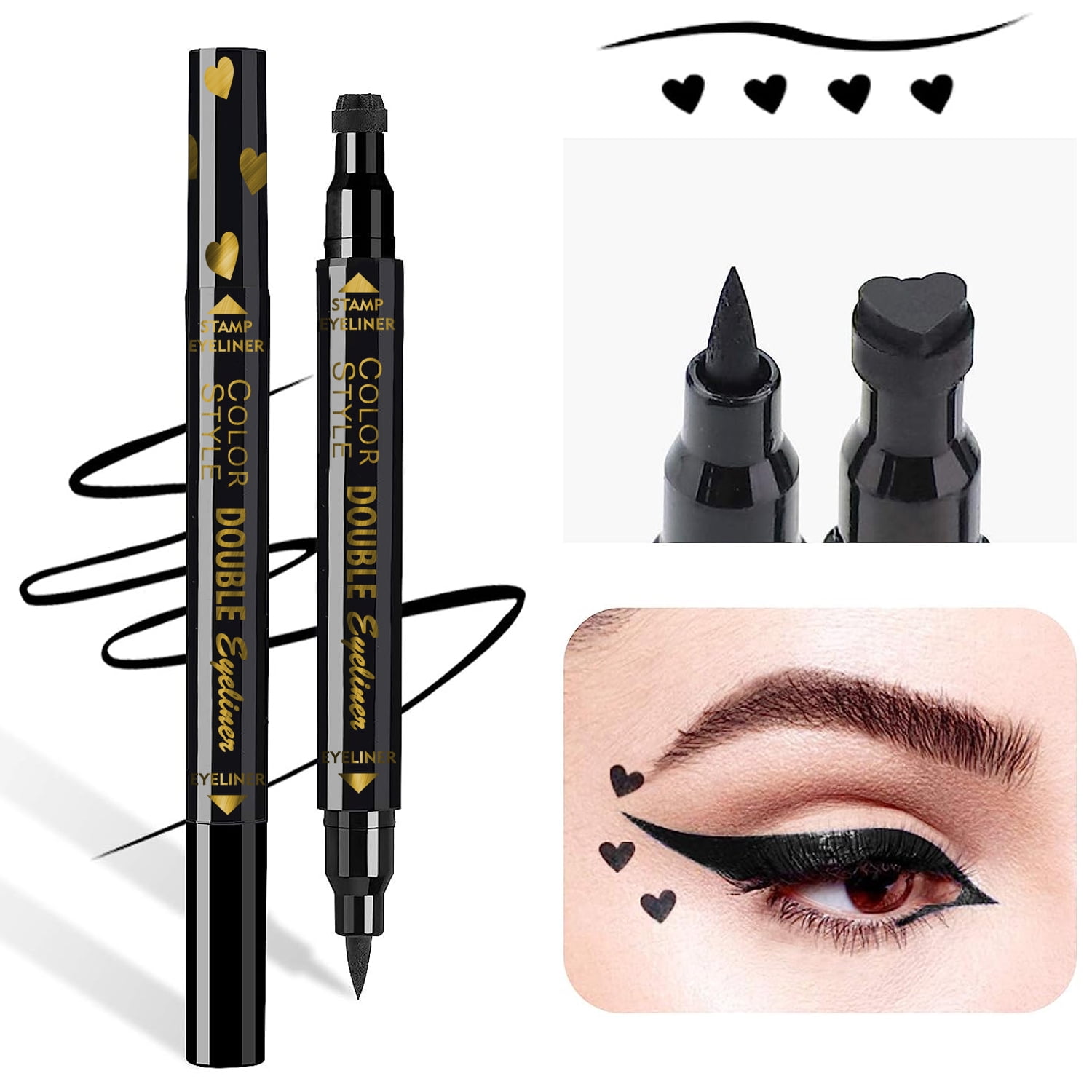 Color Style - Delineador Liquido Doble Maquillaje Stamping Figura Corazon