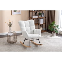 M&Ms - 050-Teddy Fabric Rocking Gilder Nursery Chair For Living Room Indoor,Ivory